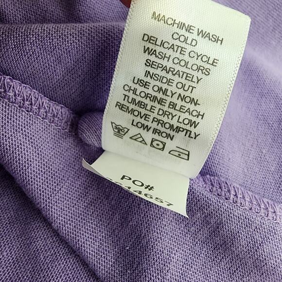 Woman Within Tunic Top Size 1X 22/24 Lavender 3/4 Sleeve Button Up Embroidered - Picture 10 of 10